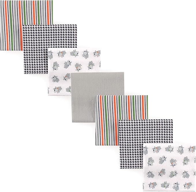 Luvable Friends Unisex Baby Cotton Flannel Receiving Blankets, Dog 7-Pack, One Size