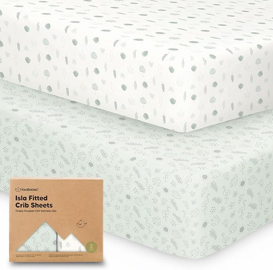2-Pack Crib Sheets for Boys,Girls - Viscose Derived from Bamboo Fitted Crib Sheet, Organic Baby Crib Sheets, Crib Mattress Sheet,Toddler Bed Sheets,Baby Sheets for Crib Fitted Sheets(Tropic Oasis)