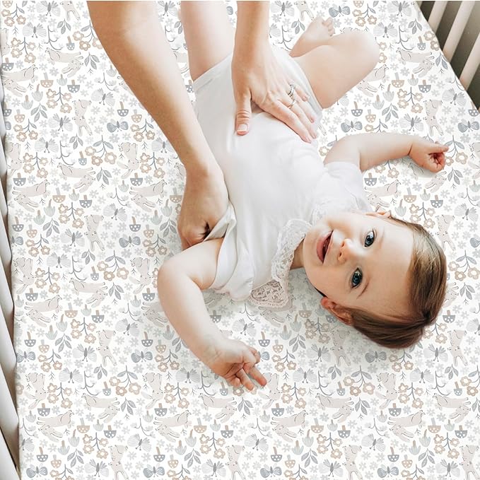 2-Pack Crib Sheets for Boys,Girls - Viscose Derived from Bamboo Fitted Crib Sheet, Organic Baby Crib Sheets, Crib Mattress Sheet,Toddler Bed Sheets, Baby Sheets for Crib Fitted Sheets (Prairie)