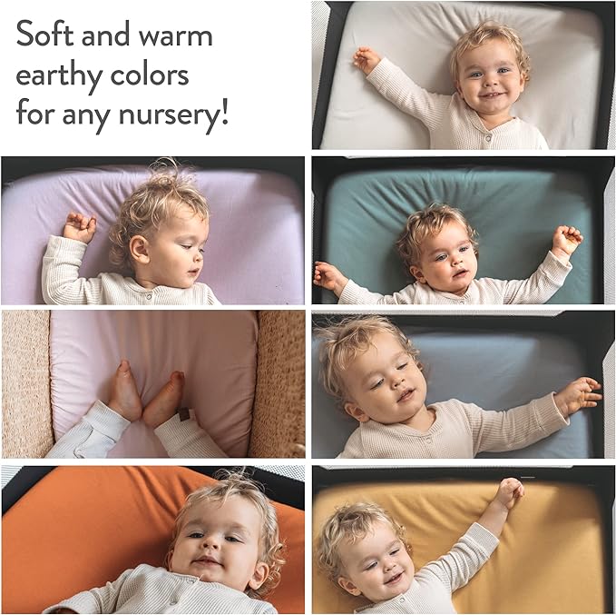 Bedside Sleeper Bassinet Sheets for 32 x 19 Inch Mattress Pad – Compatible with Ronbei, Pamobabe, Nordmiex Bassinet – 100% Jersey Cotton – Light + Dark Sage Green – 2 Pack