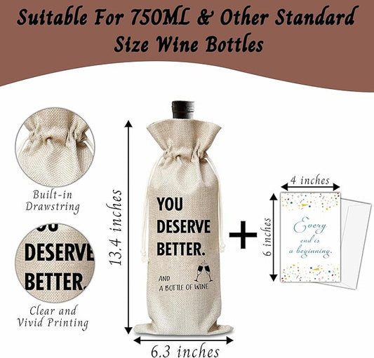 Xanev Divorce Gifts For Woman Man, Divorce Wine Gift Bag, You Deserve Better Wine Bag, Breakup Divorced Farewell Gift For Friend Sister Family, New Beginning Gift, Party Decorations Supplies, B46