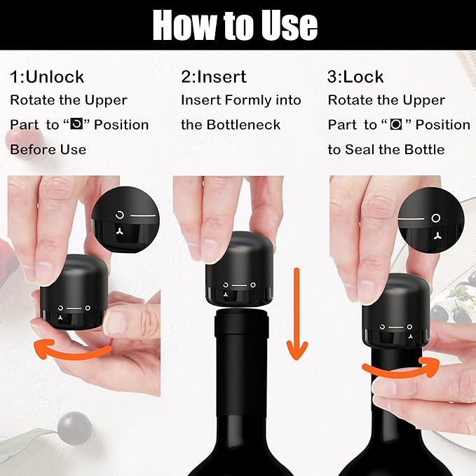 Wine Stoppers for Wine Bottles, Silicone Reusable Corks with Twist Lock, Leak Proof Wine Preserver Cute Wine Accessories - Set of 4