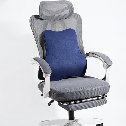 Soft Lumbar Support Pillow for Car Seat and Office Chair Back Support Pillow for Toyota RAV4 Seat and Truck Driver's seat, Back Cushion for Pain Relief Improve Posture (Suede Cover-Blue)