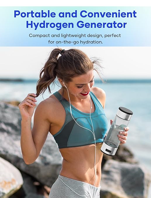 Hydrogen Water Bottle, Portable SPE PEM Technology Water Ionizer Machine, Rechargeable 3 Min Quick Electrolysis Water Bottle Generator for Home, Office, Travel, Outdoor Adventure, Daily Drinking
