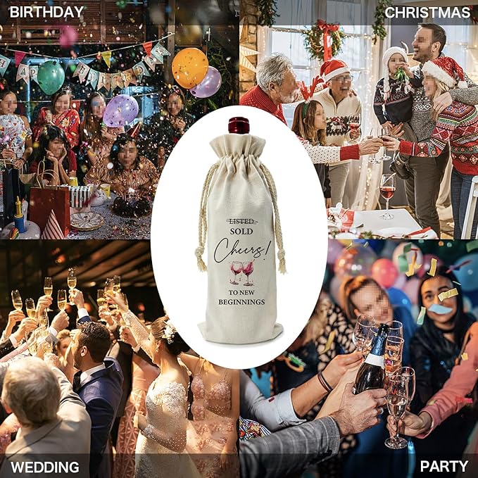ZHANTUONE,Friends Coworker Funny Birthday Wine Bag,Drawstring Polyester Cotton Cloth Wine Bag,Resignation gifts for colleagues,for Friends Coworker Husband Wife Wine Wrap Bag,13IN
