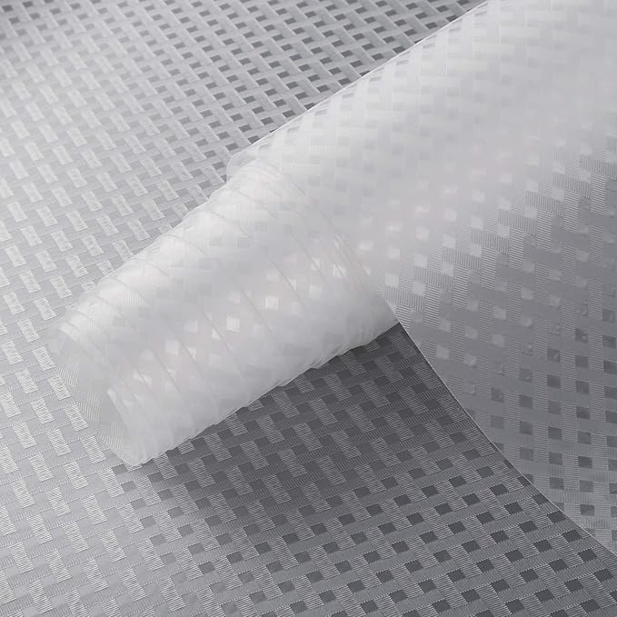 HooTown Refrigerator, Fridge, Freezer Shelf Liner and Drawer Mats 17.5 Inch Wide x 78.7 Inch Long, Non Slip EVA Plastic Washable Waterproof Pads for Kitchen Cabinet, Pantry Closet, Cupboard, Clear