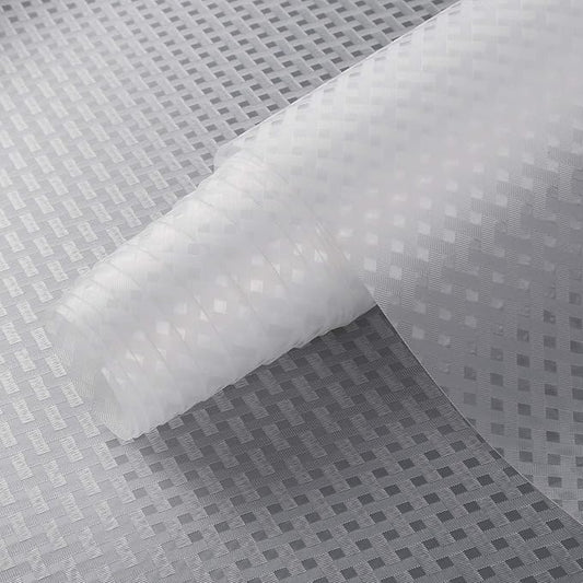 HooTown Shelf Liner Kitchen Cabinet Drawer Mats 23.6 Inch Wide x 393.7 Inch Long, Non Slip EVA Plastic Water Resistant Pad for Bathroom Drawers,Shoe Shelves, Under Sink, Clear