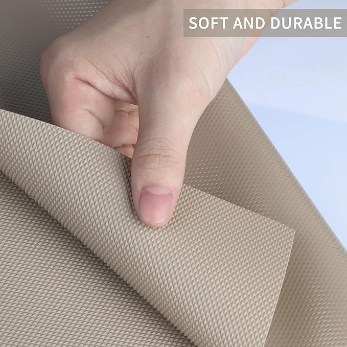 Kitchen Shelf Liner Drawer Liners, Non-Adhesive Refrigerator Liners Waterproof Fridge Mats with Strong Durable Kitchen Cabinets Mat for Drawers, Shelves, Pantry Khaki