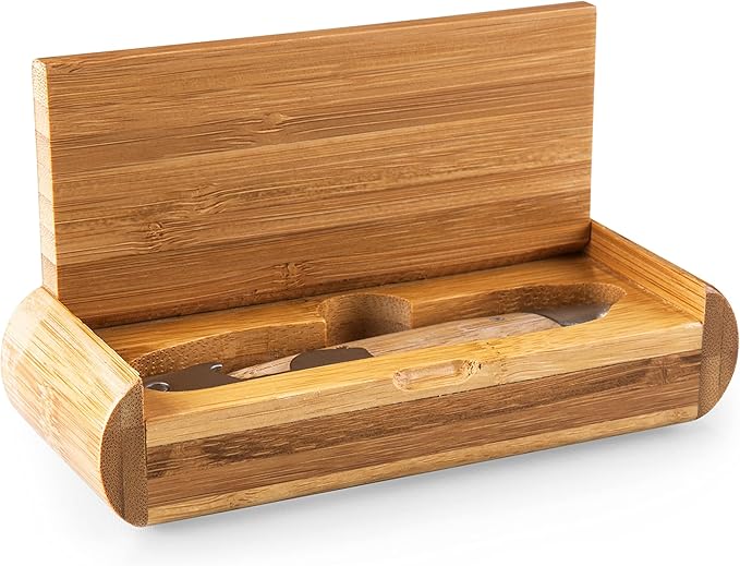 PICNIC TIME NFL Los Angeles Chargers Elan Deluxe Corkscrew In Bamboo Box, Stainless Steel Waiter-Style Corkscrew Opener Kit, Wooden Gift Box, (Bamboo)