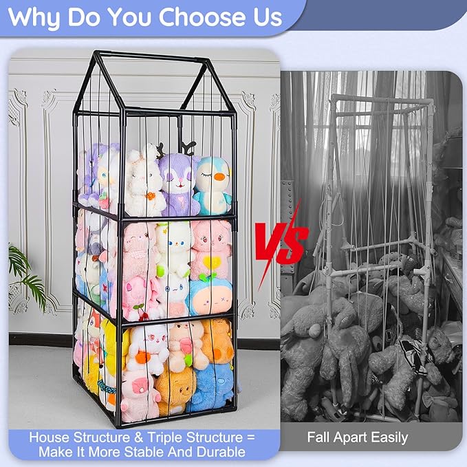 Stuffed Animals Storage Zoo Plushies Toy Storage Organizer Unicorn Castle PVC Stuffed Animals Holder Kids Toy Storage Playroom Nursery Storage Shelf