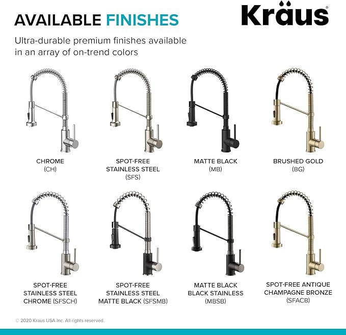 Kraus KPF-1610SFACB Bolden 18-Inch Single Handle Commercial Style Pull-Down Kitchen Faucet with Dual Function Sprayer, Spot Free Antique Champagne Bronze