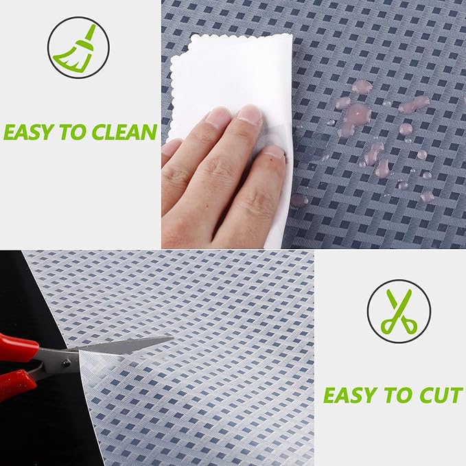 HooTown Refrigerator, Fridge, Freezer Shelf Liner and Drawer Mats 17.5 Inch Wide x 78.7 Inch Long, Non Slip EVA Plastic Washable Waterproof Pads for Kitchen Cabinet, Pantry Closet, Cupboard, Clear