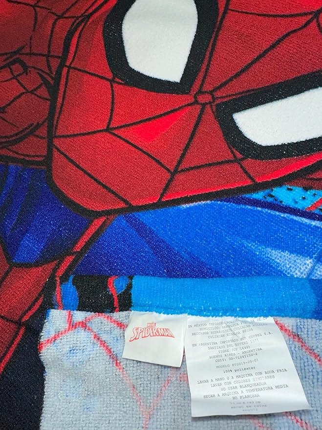 MARVELS Spiderman Its Web Slinging Time!' Blue Hooded red Poncho Towel