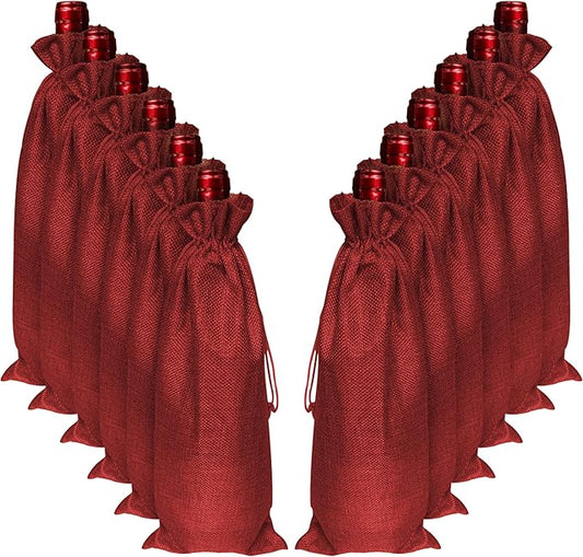 10 Pcs Bottle Bags for Gifts, Wine & Bottle Bags with Tag String and Pen Bottle Bags for Wine, Bottle Bags for Gifts Bottle Gift Bags for Wine Wine Bag Christmas Carrier Bag Wine Gift Bag Burlap Bags