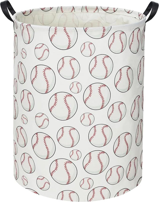 Baseball Kids Laundry Basket Baby Hamper Baseball Toy Storage Bin for Boys Room Decor Baby Nursery Hamper Gift Baskets for Bedroom Bathroom(Baseball)
