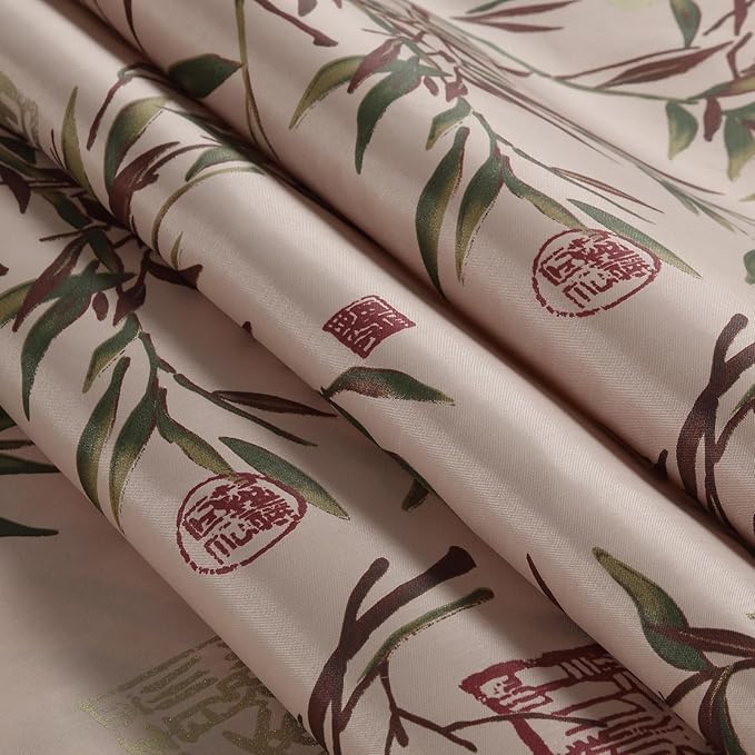 Saigon Farmhouse Printed Leaves Vintage Waterproof Polyester Fabric Brown Bamboo Country Cloth Bathroom Shower Curtain,Extra 78" W x 72" L