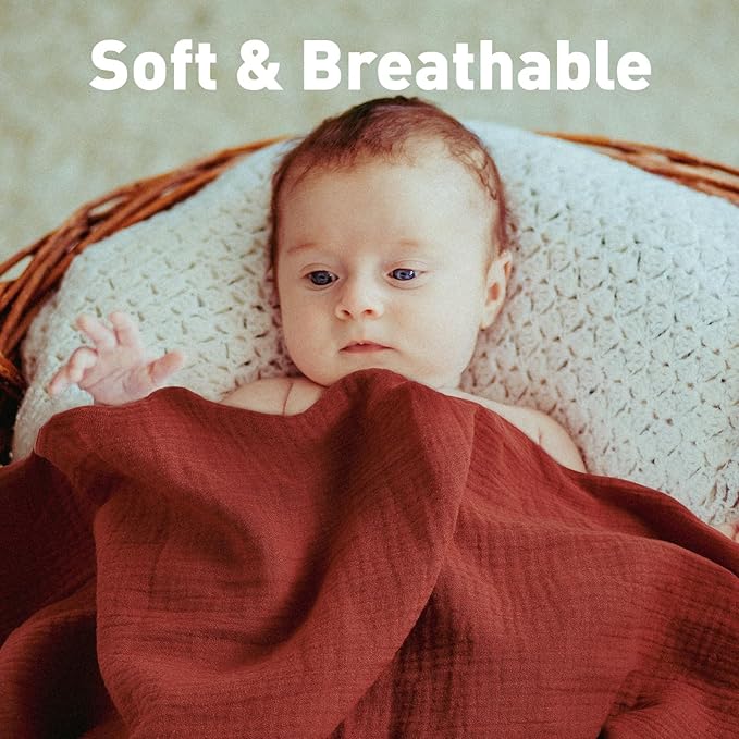 GLLQUEN BABY Muslin Swaddle Blankets for Boy and Girl, 2 Pack Neutral Baby Receiving Blankets, Soft and Breathable Newborn Essentials, Registry & Gift