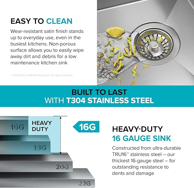 Kraus KWU110-32 Kore inch Undermount 16 Gauge Single Bowl Stainless Steel Kitchen Integrated Ledge and Accessories (Pack of 5), 32 Inch, 32"-Workstation Sink