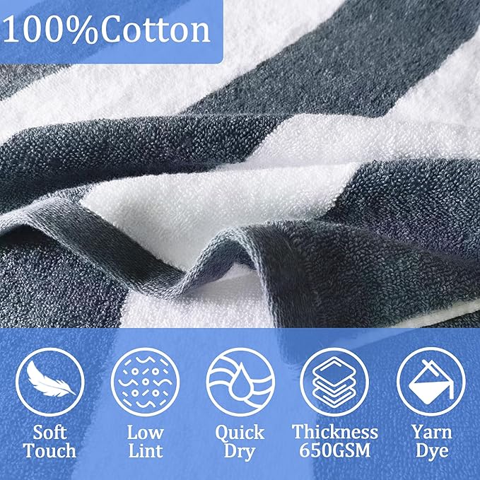 VOOVA & MOVAS Quick Dry Hooded Poncho Towel for Teens (8-16Years), 100% Cotton Thick Poncho Towel Robe for Kids | Boys, Perfect for Pool, Beach, Bath and Gifts, Gray White Stripe