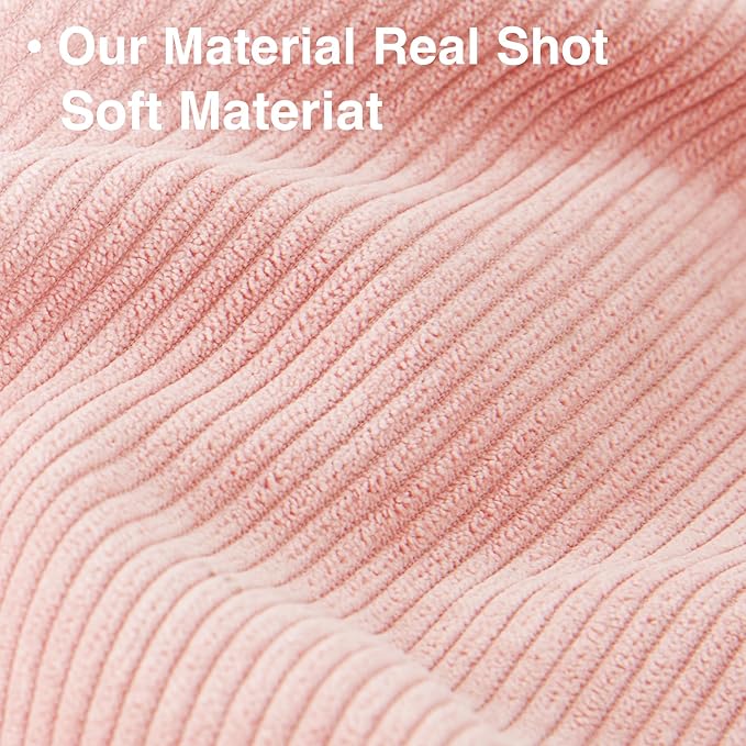 Stuffed Animal Storage Kids Bean Bag Chair Cover (No Filler) Washable Ultra Soft Corduroy Pink Bean Bag Cover for Organizing Plush Toys or Textile, Sack Bean Bag for Adults, Teens (XL)