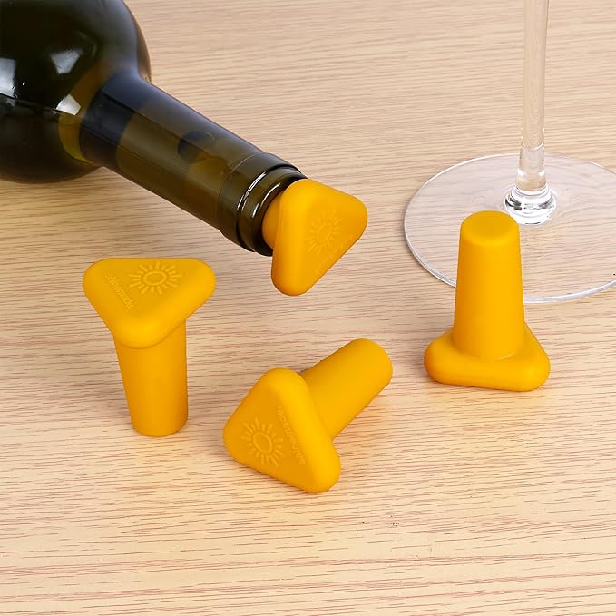 Wine Stoppers,Set of 4 Silicone Corks - Uncork,Heavy-Duty for all Bottles