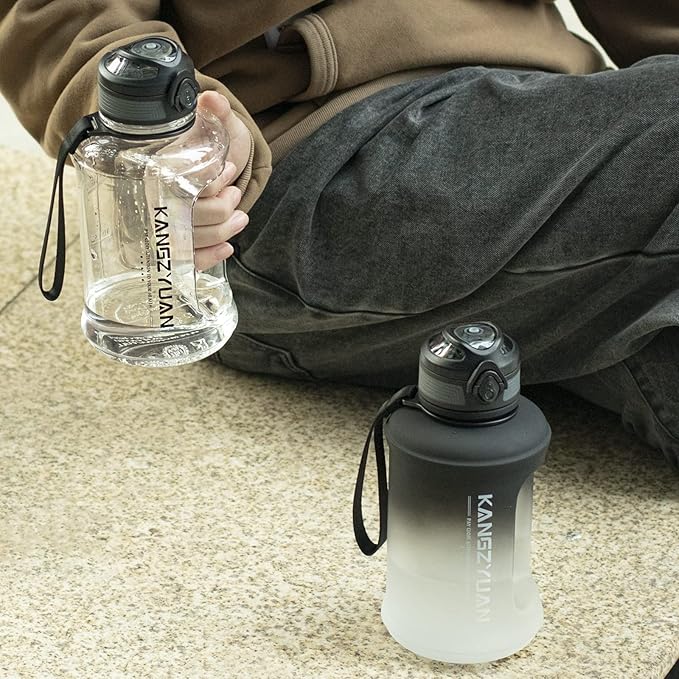 Mini Gallon Kids Water Bottle - 23oz, Small Durable for School, BPA-Free, Tritan, Leak-Proof, Wide-Mouth, Sports, & Outdoors - Designs for Boys & Girls (White)