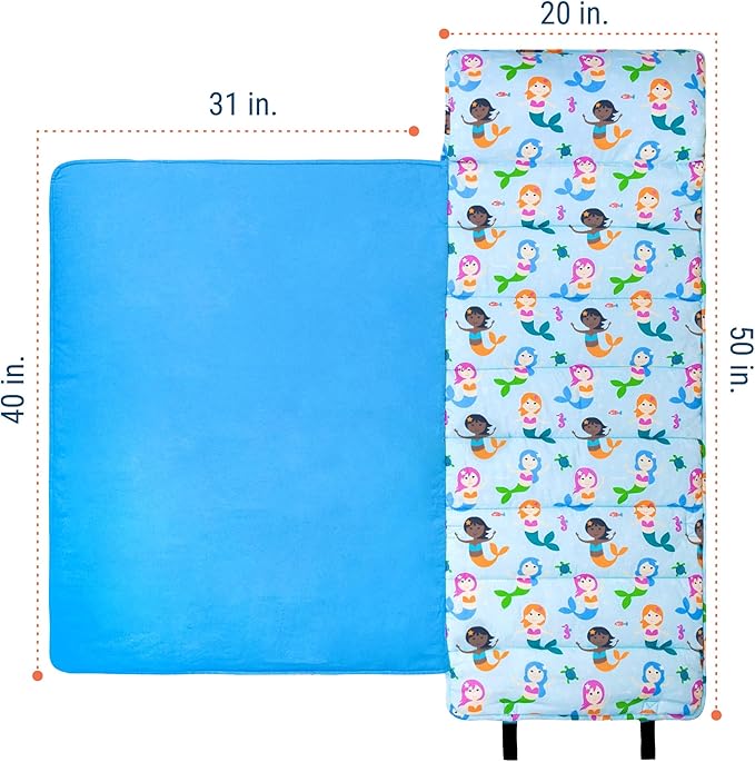 Wildkin Original Nap Mat with Reusable Pillow for Boys & Girls, Ideal for Sleepovers, Equipped with Hook & Loop Fastener, Made from Cotton Blend Materials - Nap Mat for Kids