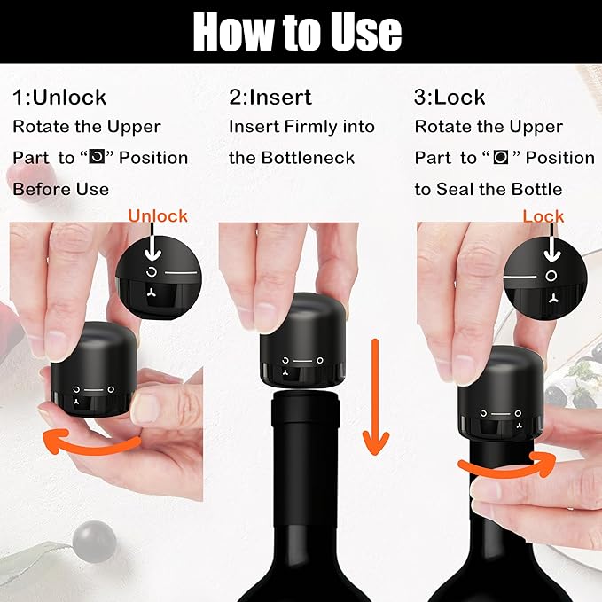 Wine Stoppers for Wine Bottles, Silicone Reusable Corks Wine Preserver, Cute Wine Accessories - Set of 2
