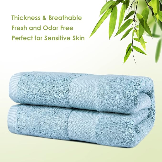 Extra Large Bath Towel Sheets for Body, Sensitive Skin, Adult Kids Baby Luxury Super Soft Highly Absorbent Oversized Towels 35" x 70" 1 Pack Aqua