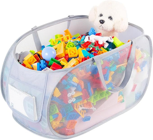 Kids Toy Storage Organizer Toy Box -Large,Lightweight & Foldable Children's Toy Chest,Suitable for Boys'and Girls' Playrooms,Bedrooms,and Nurseries.Dimensions: 22"x13"x13"Beige Navy Blue (Navy Blue)