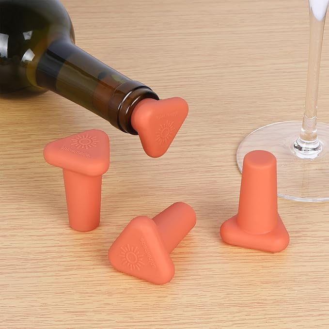 Wine Stoppers,Set of 4 Silicone Corks - Uncork,Heavy-Duty for all Bottles