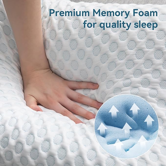 Neck Pillow Memory Foam Contour Pillow for Pain Relief Cervical Pillow for Sleeping, Orthopedic Pillow for Neck and Shoulder Pain, Ergonomic Pillow for Side Back Stomach Sleeper-Soft