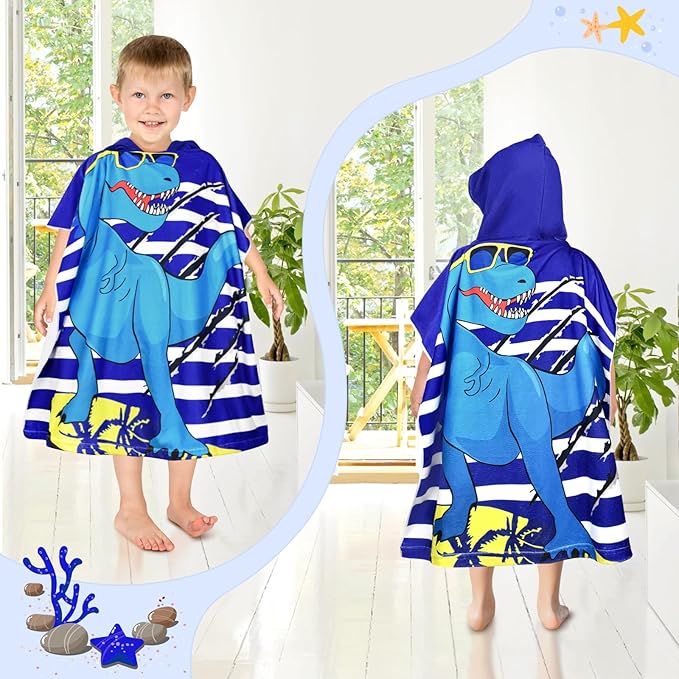 HUANLANG Kids Hooded Beach Towel for Boys Girls,Bath Pool Beach Poncho Towels Super Soft & Absorbent Cotton Towel Childrens Beach Towels for Toddler 0-7 Years Old