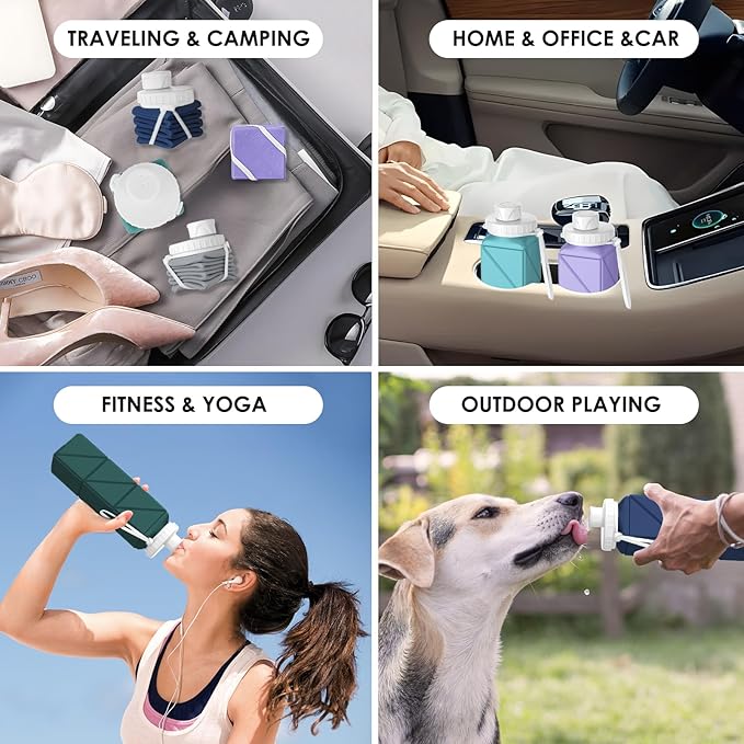 SPECIAL MADE Collapsible Water Bottles Cups Leakproof Valve Reusable BPA Free Silicone Foldable Travel Water Bottle Cup for Gym Camping Hiking Travel Sports Lightweight Durable
