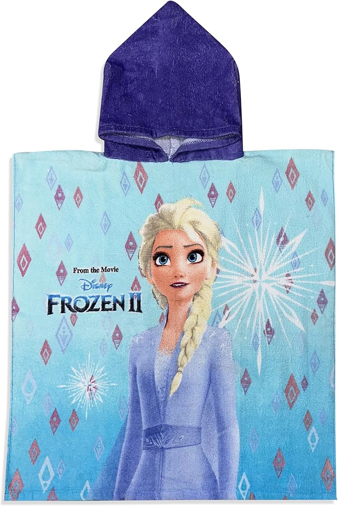 Kids Official Licensed Character Soft Beach/Hooded Bath Towel (Frozen Blue, 40 x 60)