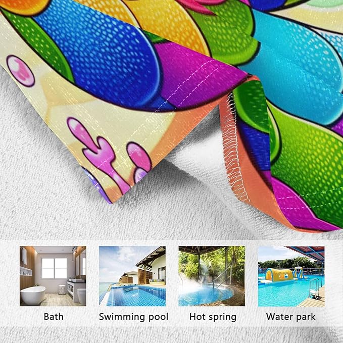 senya Mermaid Kids Beach Towel, Cartoon Color Mermaid Hooded Bath Pool Beach Towel Wrap Cover-ups Beach Poncho for Boys Girls