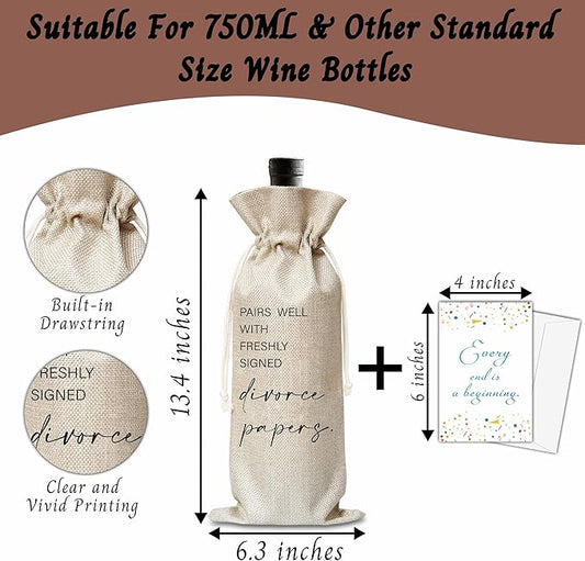 Xanev Divorce Gifts For Woman Man, Divorce Wine Gift Bag, Happy Divorce Day Wine Bag, Breakup Divorced Congrats Gift For Friend Sister Family, New Beginning Gift, Divorce Party Decorations, B49