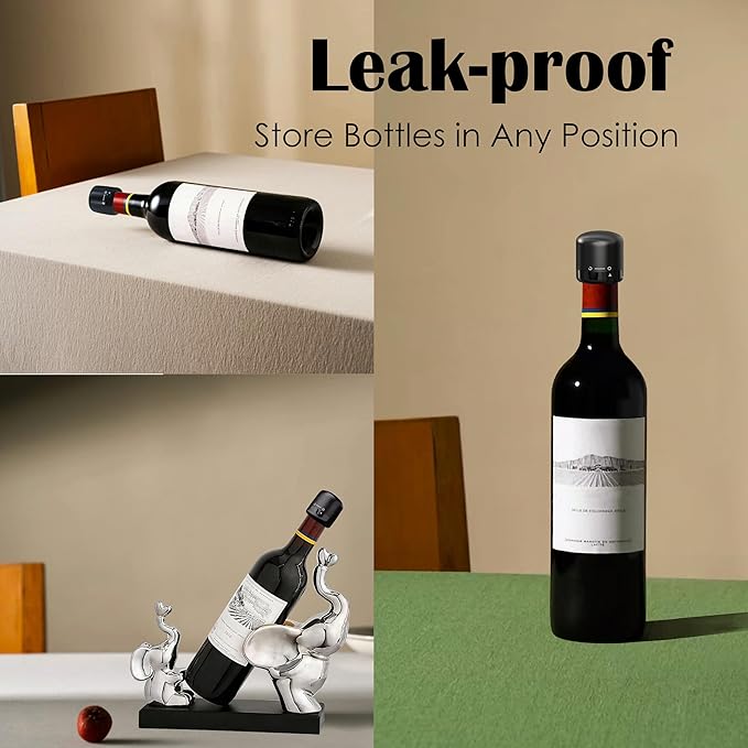 Wine Stoppers for Wine Bottles, Silicone Reusable Corks Wine Preserver, Cute Wine Accessories - Set of 2