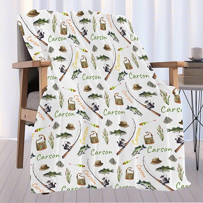 Custom Fishing Blankets and Throws,Fishing Gifts, Gifts for Fisherman,Custom Fish Blankets Fishing Gift for Man, Fish Hunter Gifts Throw Blanket, Fathers Day Fishing Gifts for Men,Baby Size-30"x40"