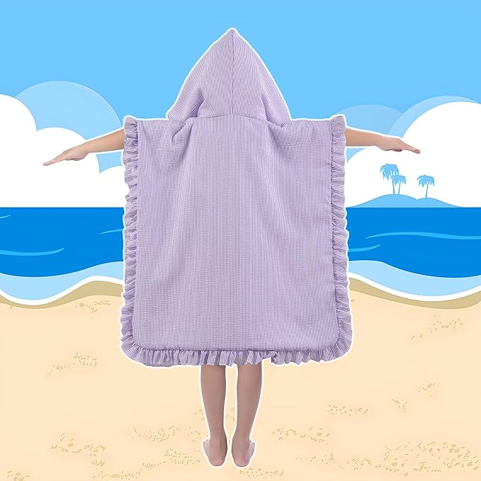 Hooded Towels for Kids,Toddler Bath Towel Swim Cover Up for Ages 3-10 Girls Boys Pool Towels Soft Thick 30"x30" Microfiber Poncho Towel(Purple)