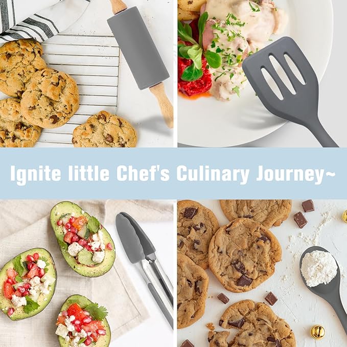 Kids Cooking and Baking Sets Real 23PCS, Toddler Chef Knife Set with Cutting Board and Peeler, BPA-free, Food Grade Child Safe Kitchen Tool for Meal Prep (Blue)