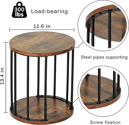 HDANI Small Round Wooden Step Stool for Kids Adults, 300lbs Load Capacity Garden Stool, Non-Slip Small Stool for Plant Stand, Kitchen, Bathroom and Bedroom,Brown