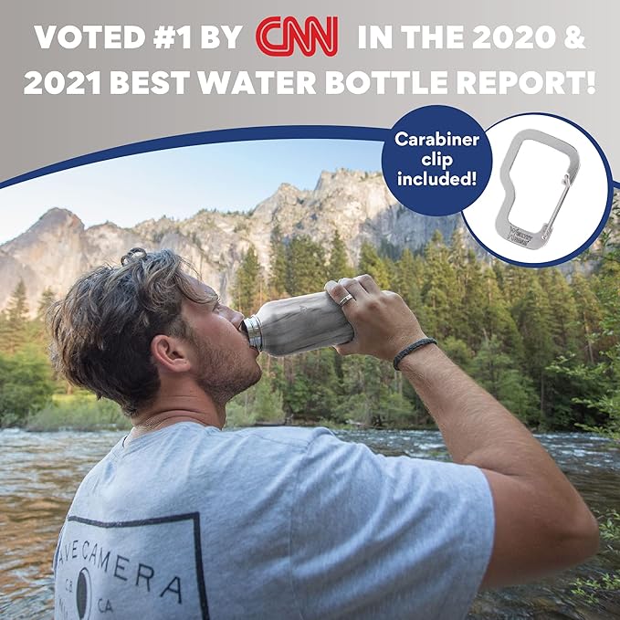 Healthy Human Stainless Steel Water Bottle | Double Walled Vacuum Insulated Water Thermos for Adults | Eco-Friendly Travel Bottles with Leak Proof Lid (Stone White, 32 oz/ 946 ML)