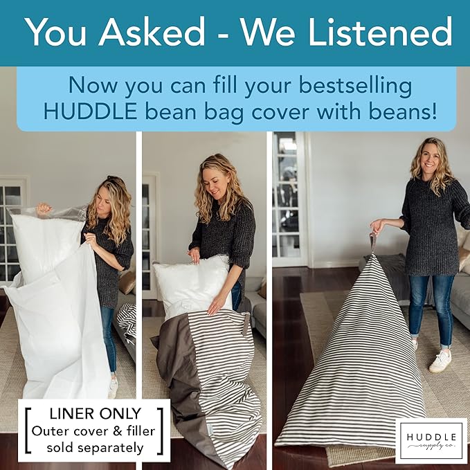 Huddle Supply Co Bean Bag Liner for Large Designer Stuffie Seat Bean Bag Cover