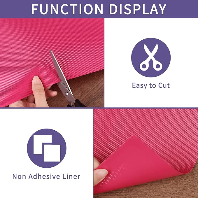 Kitchen Shelf Liner Drawer Liners, Non-Adhesive Refrigerator Liners Waterproof Fridge Mats with Strong Durable Kitchen Cabinets Mat for Drawers, Shelves, Pantry
