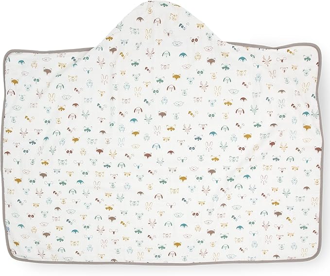 Little Unicorn Cotton Muslin & Terry Hooded Towel, Larger Size 1-6 Years (Animal Crowd)