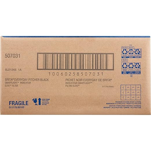 Brita Large Water Filter Pitcher for Tap and Drinking Water with SmartLight Filter Change Indicator + 1 Elite Filter, Reduces 99% Of Lead, Lasts 6 Months, 1-Cup Capacity, Black