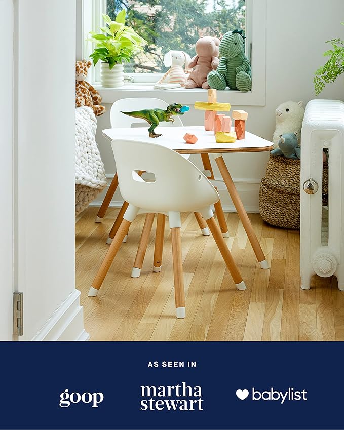 Lalo The Play Table, Wooden Preschool Table and Kids Activities Table with Easy to Clean Surface - Quick & Easy Set Up - Safe and Secure, 23 ⅝ x 23 ⅝ x 19 ⅛ in - Coconut