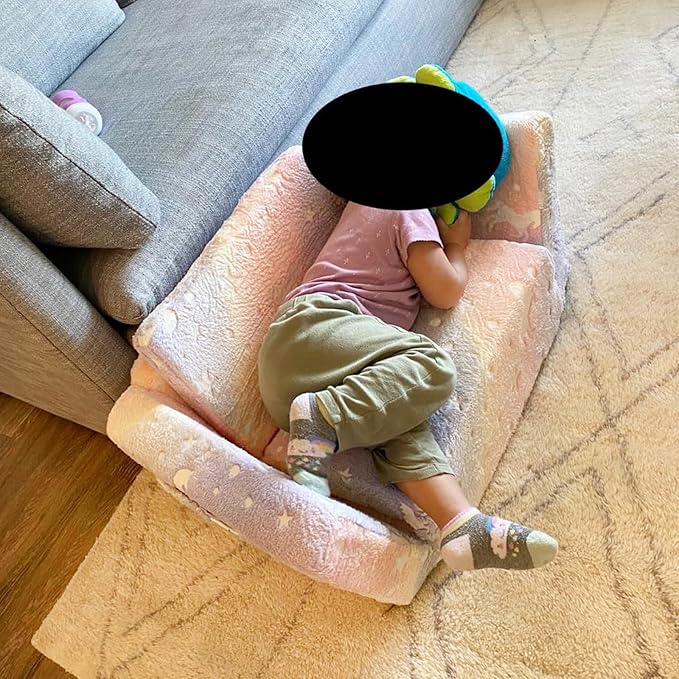 Tiita Kids Sofa, 2-in-1 Kids Sofa Chair, Convertible Children Couch to Lounger, Flip Out Kids Sofa Chair, Toddler Armrest Chair Bed, Folding Kids Play Sofa for Girl or Boy(Twill Pegasus)