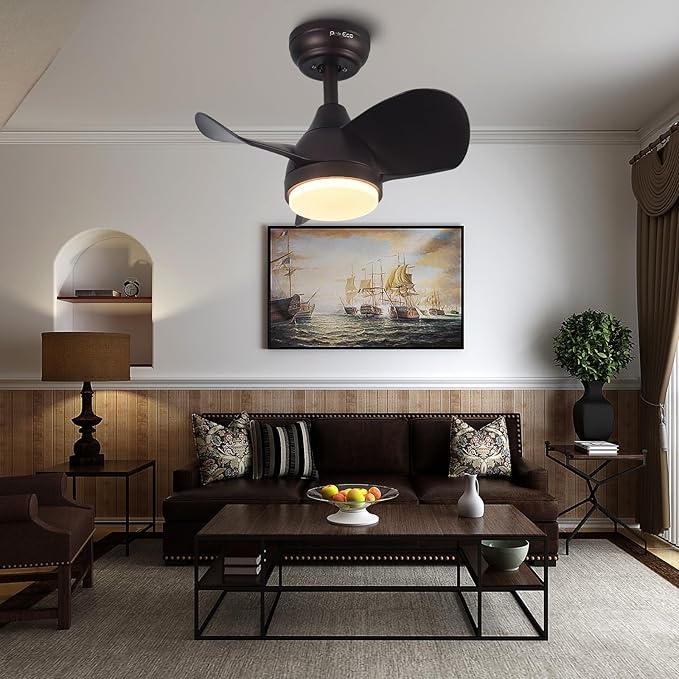 Ceiling Fans with Lights, Modern Ceiling Fan with Lights Remote Control, Flush Mount Ceiling Fan with LED Light, Reversible Quiet DC Motor for Bedroom Living Room(20 Inches)